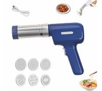 Idiyappam Maker Electric,2025 New Handheld Electric Pasta Maker,Rechargeable Cordless Pasta Maker Machine,Multi-Function Noodle Pressing Machine,with 6 Pasta Moulds,Easy Assembly & Cleaning (Blue)