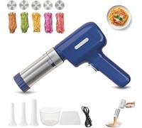 Idiyappam Maker Electric, Electric Idiyappam Maker, 2025 New Handheld Electric Pasta Maker Machine, 5-in-1 Cordless Pasta Maker, with 5 Interchangeable Molds, for Making Spaghetti Linguine (Blue)