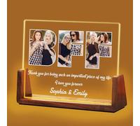 Idiyfun Personalised Gifts for Best Friend Women, Customized Acrylic Plaque LED Walnut Photos Frame with Night Light, Christmas, Friendship, Birthday Gifts for Besties BFF Sister