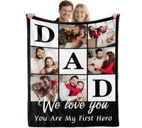 Idiyfun Personalised Photo Blanket, Customised Blanket with Picture Text for Adult, Custom Blanekt, Christmas Valentines Personalised Photo Gifts for Dad Father Men from Daughter Son Kid