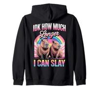 IDK How Much Longer I Can Slay Capybara Rainbow Meme Women Zip Hoodie