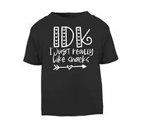 IDK I just Really Like Snacks Statement [BBY5] Short Sleeve Cotton Toddler t Shirt, 3-4 Years, Black