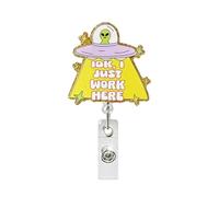 IDK I Just Work Here Funny Badge Reel, Retractable Badge Holders with Cute Design,Id Badge Holders Retractable Clip for Nurses, Teacher,Office Worker