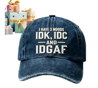 IDK IDC & IDGAF Embroidered Hat, Fun Attitude Baseball Hat