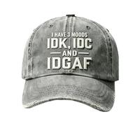 IDK IDC IDGAF Embroidery Cap Baseball Hats for Men Women Gray