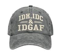 IDK IDC Idgaf Hat for Men Women | Vintage Distressed IDK IDC Idgaf Hat | Old Dad Classic Dad Hats | Cool Baseball Cap Cotton Breathable Adjustable for Golf Running Sports Outdoor, Dads Gift Gray