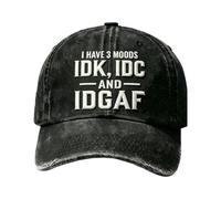 IDK IDC Idgaf Hat, Vintage Distressed Baseball Cap for Women Men Black