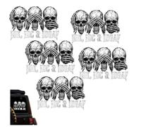 IDK, IDC & IDGAF Skull-Themed Car Decal (5PCS)