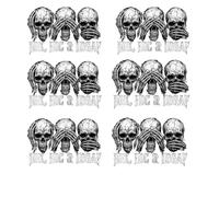 IDK, IDC & IDGAF Skull-Themed Car Decal, Skeleton Car Sticker (6pcs)