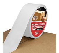 IDL Packaging 3" Water-Activated (Gummed) Tape, Heavy-Duty 70 lbs Break Strength, 375' Roll Length, White Color (Pack of 1 Roll) - Reinforced Packing Kraft Paper Tape with Strong Adhesive