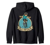 IDLE HOP CALM Unicycle Balance Jump concept Zip Hoodie