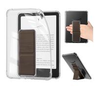 iDLEHANDS Clear Case for 7" Tablet Case - Ultra Slim Soft TPU Transparent Cover & Lightweight with Hand-Strap & Stand, not Compatible with Kobo Clara, Dark Brown