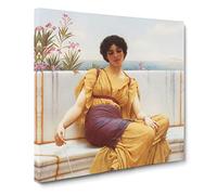 Idleness by John William Godward Canvas Print | Gallery Wrapped 30mm Frame Wall Art | 14x14 inches | Ready to Hang | Modern Picture | Living Room Bedroom Lounge Office