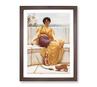 Idleness By John William Godward Classic Painting Framed Print | A2 Walnut Framed Wall Art | Ready to Hang | Classic Historical Picture | Living Room Bedroom Lounge Office