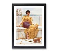 Idleness By John William Godward Classic Painting Framed Print | A4 Black Framed Wall Art | Ready to Hang | Classic Historical Picture | Living Room Bedroom Lounge Office