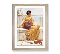 Idleness By John William Godward Classic Painting Framed Print | A4 Oak Framed Wall Art | Ready to Hang | Classic Historical Picture | Living Room Bedroom Lounge Office