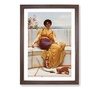 Idleness by John William Godward Framed Print | A2 Walnut Framed Wall Art | Ready to Hang | Modern Nature Picture | Living Room Bedroom Lounge Office