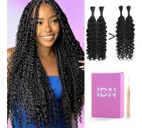 IDN BEAUTY Human Braiding Hair 16 Inch 100g Bulk Human Hair For Braiding Water Wave Natural Black Bulk Human Hair For BoHo Braids No Weft 15A Vietnam Virgin Braiding Hair