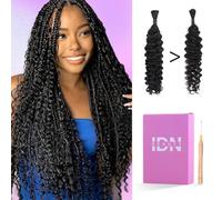 IDN BEAUTY Human Braiding Hair 20 Inch 50g Bulk Human Hair For Braiding Water Wave Natural Black Bulk Human Hair For BoHo Braids No Weft 15A Vietnam Virgin Braiding Hair