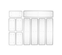 IDOBY Drawer Organiser, Set of 26, Desk Organiser, Kitchen Organiser, Organiser Drawer, Dressing Table Organiser, Make Up Organiser, Drawer Divider, Bathroom Organiser (Transparent, 10)