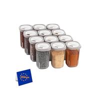 IDOBY Set of 12 Plastic Spice Boxes, Transparent Spice Jar, BPA-Free Plastic Camping Spice Box, Kitchen Salt and Pepper Shakers, Spice Jars for Storage, Spices (Transparent)