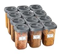 IDOBY Set of 12 Plastic Spice Boxes, Transparent Spice Jar, BPA-Free Plastic Camping Spice Box, Kitchen Salt and Pepper Shakers, Spice Jars for Storage, Spices (Transparent)