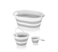 IDOBY Set of 3 Collapsible Plastic Laundry Basket, Foldable Pop Up Storage Container/Organiser, Portable Washing Tub, Space Saving Hamper/Basket (Coarse)