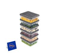IDOBY Stackable Food Storage Containers, Storage Container Set, Freezer Compartment & Fridge Organiser with Lid, Frost-proof up to -25 °C, Reusable Food Boxes (6 x 600)