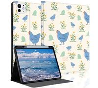 Idocolors Blue Farm Chicken Case for 13" iPad Pro M4 2024 with Pencil Holder, Auto Wake/Sleep Leather Soft TPU Back Cover for Women Girls