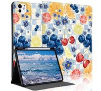 Idocolors Blueberry Cherry Case for 10.9" iPad A16 2025/2022(10th/11th Gen) with Pencil Holder, Auto Wake/Sleep Leather Soft TPU Back Cover for Women Girls