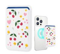 Idocolors Compatible with Magsafe Wallet, Magnetic Card Holder for iPhone 17/16/15/14/13/12 Series, Phone Wallets for Women Strong Magnetic Phone Wallet, Fits 3 Cards, Cherry