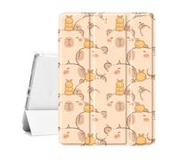 Idocolors Cute Capybara Pad Case for 10.2 Inch iPad 9th/7th/8th Generation, Clear TPU Trifold Stand Back Cover with Pencil Holder, Auto Wake/Sleep Protective Case for iPad 2021/2020/2019
