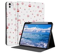 Idocolors Cute Cherry Bow Case for 10.9" iPad Air(2025/2024) Air4/Air5(2020/2022) with Pencil Holder, Auto Wake/Sleep Leather Soft TPU Back Cover for Women Girls