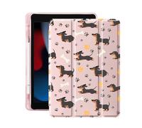 Idocolors Cute Dachshund Dog Case for 10.9" iPad 10th/11th, Clear TPU Smart Stand Back Cover with Pencil Holder, for iPad 2022/2025 Generation Auto Wake/Sleep Foldable Protective Case