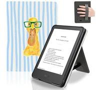 Idocolors Cute Duck Wearing Sunglasses Case for 6.8" Kindle Paperwhite (11th Gen-2021), Slim Foldable Stand PU Shell KPW5 Cover with Hand Strap, Auto-Wake/Sleep Protective Case for Women