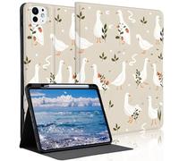 Idocolors Cute Farm Goose Case for 10.2" iPad 2019/2020/2021(7th/8th/9th Gen) with Pencil Holder, Auto Wake/Sleep Leather Soft TPU Back Cover for Women Girls