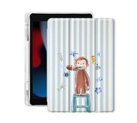 Idocolors Cute Funny Animal Case for 8.3-Inch iPad A17 Mini 7/iPad mini 6, Built-in Pencil Holder with Soft TPU Clear Back Shell, Auto Wake/Sleep, Mokey Brushing Teeth