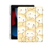 Idocolors Cute Kawaii Golden Monkey Pad Case for 10.2 Inch iPad 9th/7th/8th Gen, Clear TPU Trifold Stand Back Cover with Pencil Holder, Auto Wake/Sleep Protective Case for iPad 2021/2020/2019