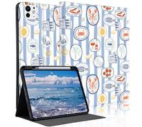 Idocolors Cute Seafood Case for 10.9" iPad A16 2025/2022(10th/11th Gen) with Pencil Holder, Auto Wake/Sleep Leather Soft TPU Back Cover for Women Girls
