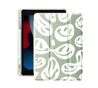 Idocolors Funny Ghost Face Pad Case for 10.2 Inch iPad 7th/8th/9th Generation (iPad 2019/2020/2021) Cute Green Girly Anti-Scratch Shockproof with Pencil Holder Lightweight Smart Trifold Stand Cover