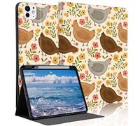 Idocolors Kawaii Farm Chicken Case for 10.2" iPad 2019/2020/2021(7th/8th/9th Gen) with Pencil Holder, Auto Wake/Sleep Leather Soft TPU Back Cover for Women Girls