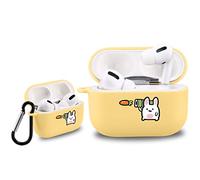 Idocolors Lovely Rabbit Carrot Case for AirPods Pro with Keychain, Cute Animal Design Protective Soft TPU Cover Compatible with AirPods Pro Charging Yellow Case for Women Girls Kids