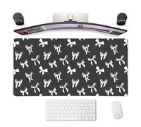 Idocolors Minimalist White Bow Desk Mat, Black Extended Gaming Keyboard Mouse Pad, Large Cute Kawaii Women Office Desk Cover Mat Protector 27.6"x13.8"