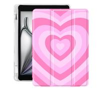Idocolors Pad Case Pink Love Heart Cases Cute Art Girly Anti-Scratch Shockproof with Pencil Holder Lightweight Smart Trifold Stand Case Soft TPU for iPad Air 2(Model Number: A1566/A1567 ONLY)