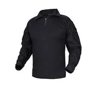 IDOGEAR Men G3 Combat Shirt with Elbow Pads Rapid Shirts 1/4 Zip Long Sleeve Tactical Military Airsoft Clothing with Pockets (Black, X-Large)