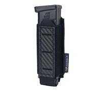 IDOGEAR Pistol Mag Pouch 9mm Magazine Pouches MOLLE Holder with Carbon Fiber Patterned PP Plate Construction Single Magazines Carrier (Black)