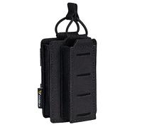 IDOGEAR Single Mag Pouches 5.56mm & 9mm Kangaroo Magazine Pouch Elastic Tactical Open Top MOLLE Pouch for Rifle and Pistol M4 M16 AR 5.56 9mm .40 S&W .45 ACP Magazines Laser-Cut Style (Black)