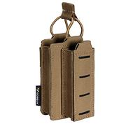 IDOGEAR Single Mag Pouches 5.56mm & 9mm Kangaroo Magazine Pouch Elastic Tactical Open Top MOLLE Pouch for Rifle and Pistol M4 M16 AR 5.56 9mm .40 S&W .45 ACP Magazines Laser-Cut Style (Coyote Brown)