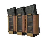 IDOGEAR Tactical 5.56 Triple Mag Pouch MOLLE Magazine Pouch Rifle Magazine Carrier with Carbon Fiber Patterned PP Plate Fit for M4 M14 M16 AR15 (Coyote Brown)