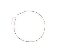 IDOKAWA Colorful Beaded Necklace for Women Multicolored Freshwater Pearl Strand Necklace Adjustable Necklace Y2K Trendy Pearl Necklace Jewelry Gifts for Birthday, Copper, No Gemstone